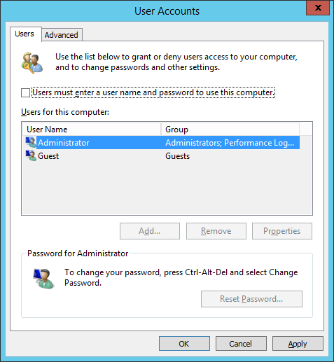 Windows User Accounts netplwiz